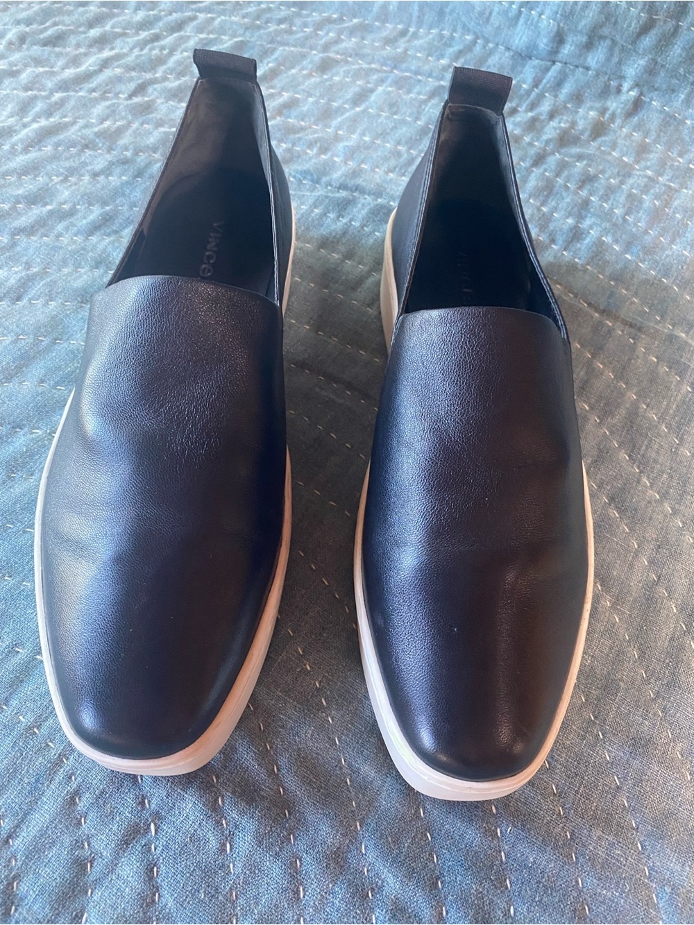 Vince Saxon Black Leather Slip-On Sneakers 9 - Picture 7 of 9